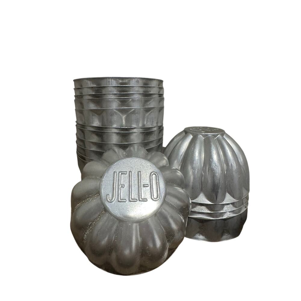Vintage Jell-o Aluminum Fluted Molds Set 16